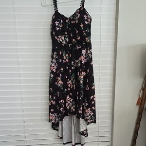 Floral Black High-Low Dress